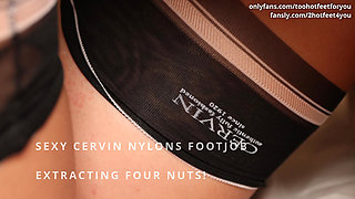Sexy Cervin nylons footjob extracting 4 nuts!