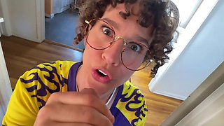 Busty curly MILF stepmom let me cum into the doll after wild fuck