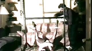 Vintage bondage action for brunette chick