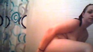Chubby Amateur Plays With Dildo in the Shower