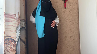 Girl in Hijab Gets Horny While Doing Stretching