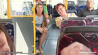 Gagged Brunette Fucked In Public Bus