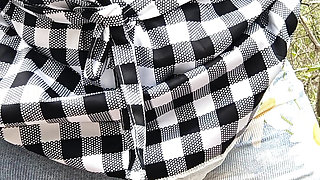 Naughty Maid in the Wood up Close Pisses the Most