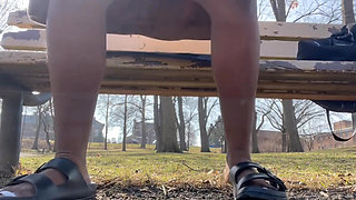 Outdoor Public Masturbation on a Park Bench