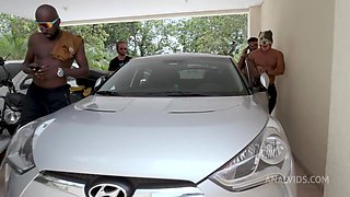 Brasilian pornstar Larissa Leite 4 on 1 DAP with big cocks, DP