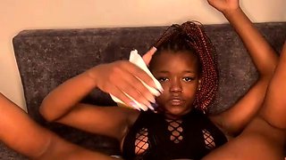 Ebony teen gets facial after squirting and hard BBC pounding