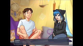 Human furniture cartoon, summertime saga with sound, cartoon 2d animation