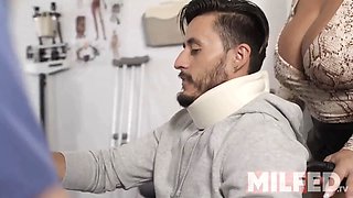 Hot mature step mom nails another patient while her step son is in approach