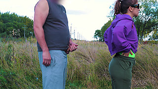A Stranger with a Perfect Ass Caught a Guy Jerking off Outdoors and Fucked Him!