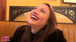 Cheating Wife Fucks Employee in Pub Toilet While Husband Waits Outside and Gets a Surprise Load All Over Her Face