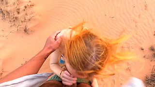 Pov: She Gives Him A Blowjob On A Walk Through The Desert With Lovers In Nature