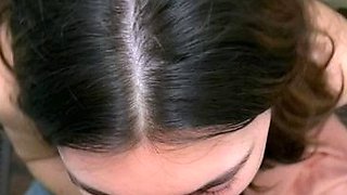 Extreme amateur pov blowjob with brunette babe