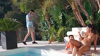 Jasmine Sherni Pool Drowning Prank with Big Tits and Blowjob