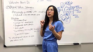 Petite asian nurse pounds on patient's hard dick