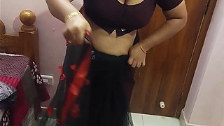 Sexy Indian Aunty Sreejaa Big Juicy Tits in Saree Fucked Hard by Her Neighbour