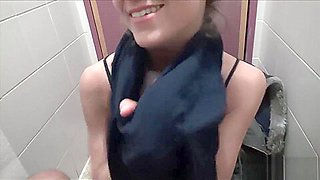 Blowjob & Facial in public toilet
