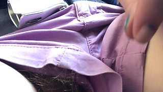 Mid flight fingering of my pierced clit and playing with my beautiful bush