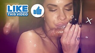 Hot Brunette Deepthroating Cocks At The Gloryhole