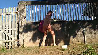 My wife completaly naked in front of street masturbates herself