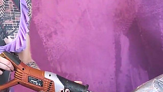 Anal Fuckmachine Destroys Cute Tattoo Girls Asshole - Lesbian Squirt Action