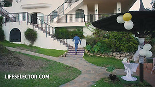 A revenge fuck foursome with the bride and her bridesmaids Milan Cheek, Alexa Flexy and Alexis Crystal