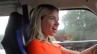 Tourist visit! Real handjob in public while driving - I got caught several times