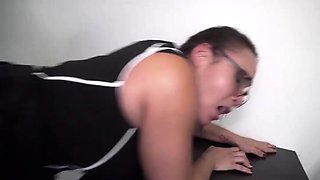 Busty secretary likes black and rough