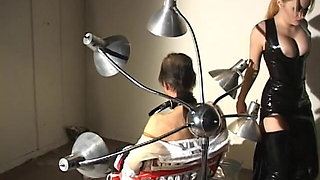 Busty Blonde Dominatrix in Black Latex Outfit Aiden Starr Gives Her Slave Lesson of Obedience