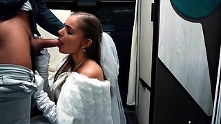 Sex addicted blonde bride cheating on wedding day