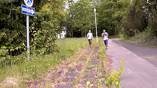 Sexy couple gets into the outdoor sex right after their daily routine,yoga and jogging
