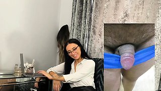 Glasses classy babe teasing micropenis