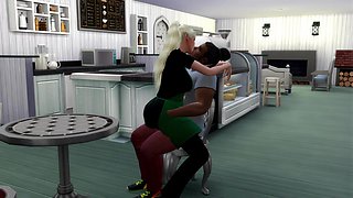 Sims 4  Busty Barista Interracial Sex