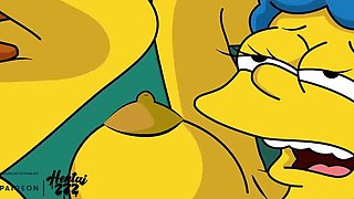 Hentai Simpsons Cheating - Marge Fucks Carl Doggystyle Creampie