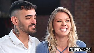 WIFEY Tiny Hotwife Sammm Next Door Holds Hubbys Hand While She Devours Monster BBC