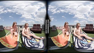 Babyhunterz With Her New Friend Kitty Kate Sunbathing Nude And Touching Under The Sun