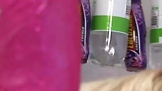 Two hot blonds get fucked silly on the checkout counters