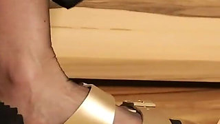 Dangling in Sheer Black Stockings - Pure Tease on Antique Chair