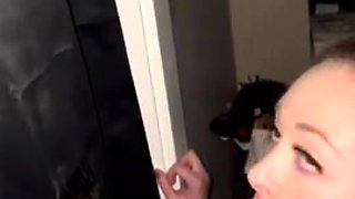 Slut Deepthroats Stranger at Homemade Gloryhole