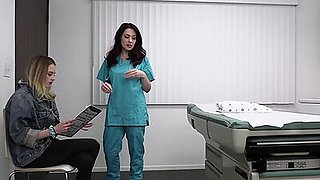 Doctor breaking patient Kyler Quinn's hymen