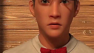 Sexbot Steph Route #2 - Animated Sex Game - the Mixed Hottie Gives a Blowjob by the Hot Tub