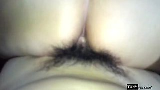 Anal Fridays: Mexican neighbor's first time with Tony. She oils her ass for his entry.
