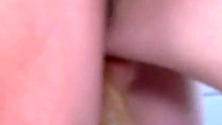 Blonde chubby fucking on the toilet