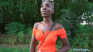 Public agent black model zaawaadi taken into the woods for hard outdoor hardcore