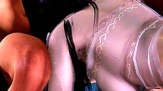 3D Cute Asian Babe Teasing the Big Dick to Fuck Her Wet Pussy in the Pool