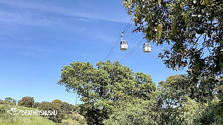 Cable Car Ride in Madrid Country House with Busty Babe Ends in Blowjob