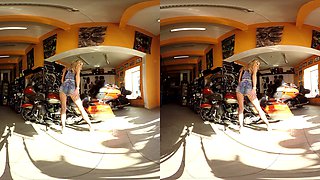 189 - Claudia Mac - Blonde Solo Model Naked On A Bike