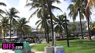 BFFS - Cute teens hit the beach for lucky dude they can fuck and cure their itch