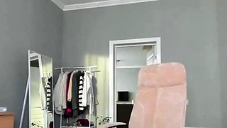 Glamour babe with big boobs masturbates in lingerie