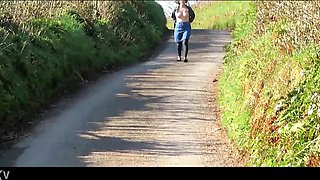 Boobies on display down a public lane