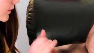 18 Year Old Student Sucks Her Older Teacher And Swallows His Cum